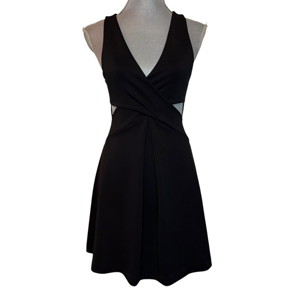 Express Black Sleeveless Wrap-Style Cutout Dress
